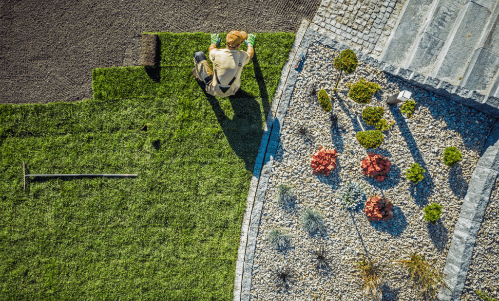 Calgary Landscaping Sod and Rock Garden Design